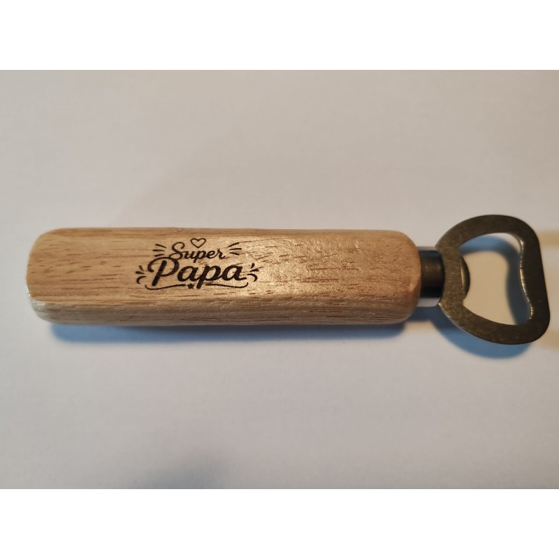 Super papa ouvre bouteille en bois