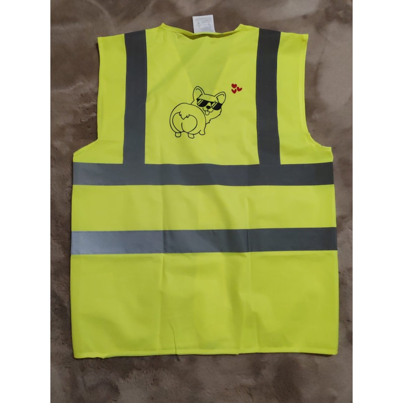 Gilet jaune floqué welsh corgie