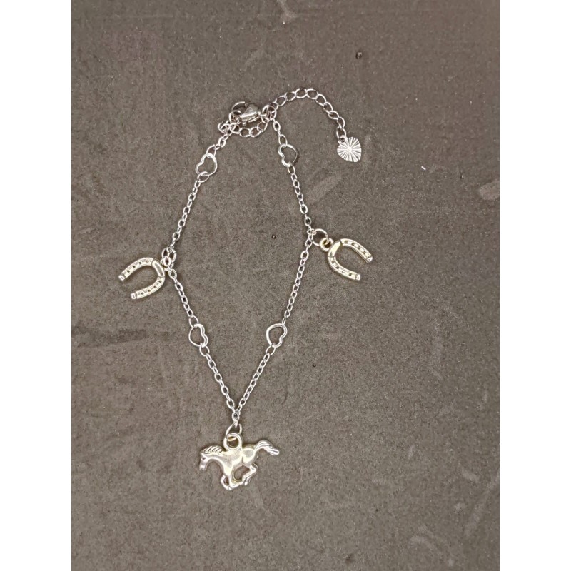 Bracelet breloques cheval + fer