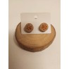 Boucle d'oreille ronde pattes de chien en bois