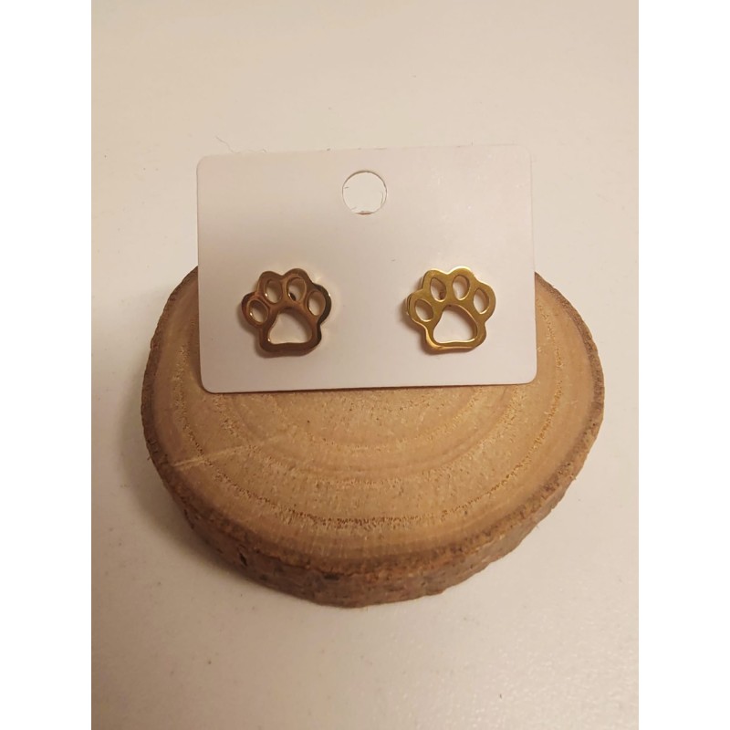 Boucle d'oreille patte de chien acier inoxydable