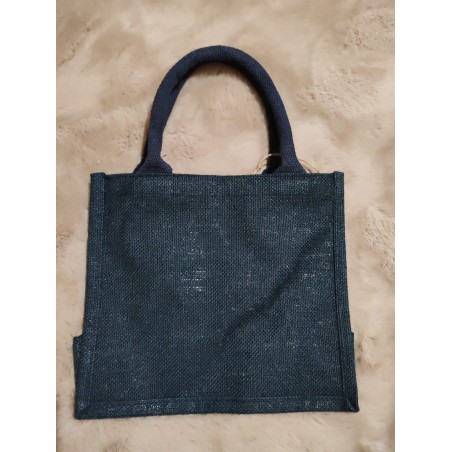 Petit sac en toile personnalisé bleu