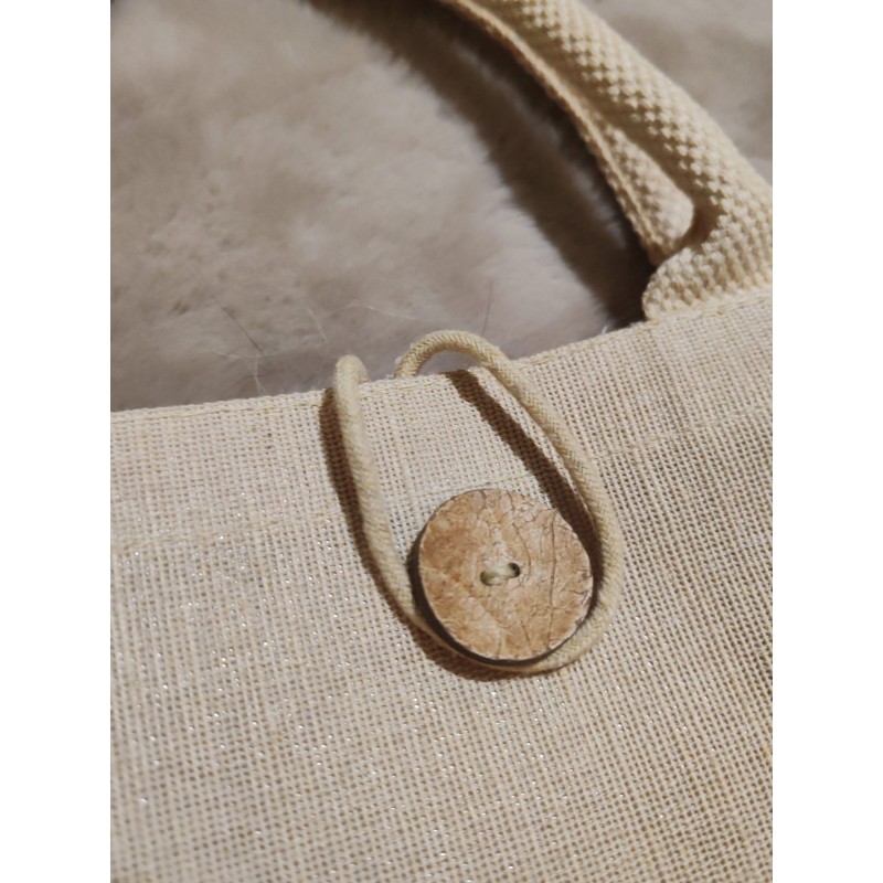 Petit sac en toile personnalisé beige avec bouton