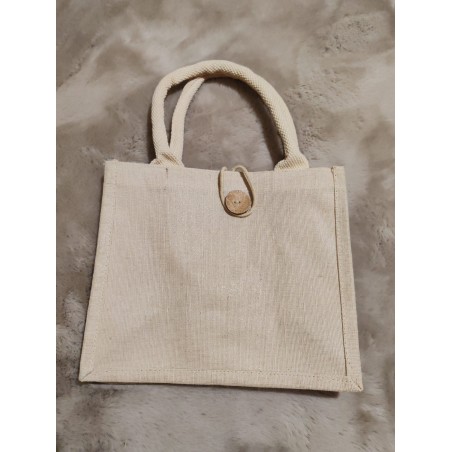 Petit sac en toile personnalisé beige avec bouton