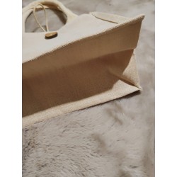 Petit sac en toile personnalisé beige avec bouton
