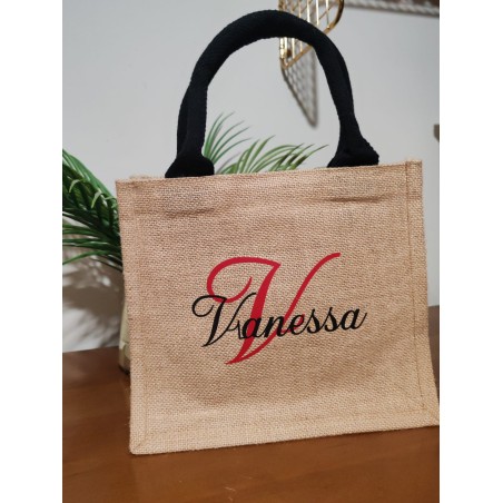 Petit sac en toile personnalisé beige avec bouton