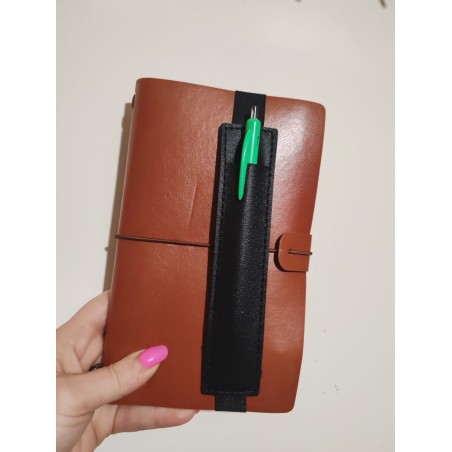 Porte stylos en cuir avec élastique pour carnet