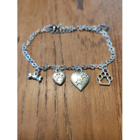 Bracelet 4 breloques chiens
