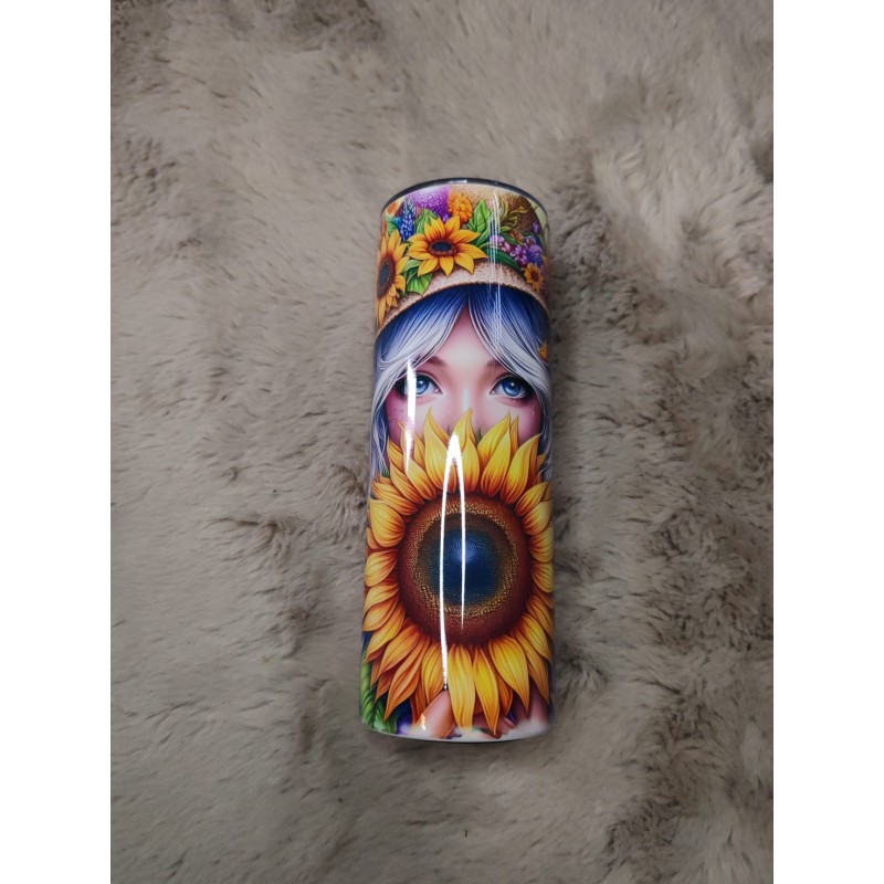 🌻✨ Tumbler 20oz Femme & Tournesol – Lumière & Douceur ✨🌻