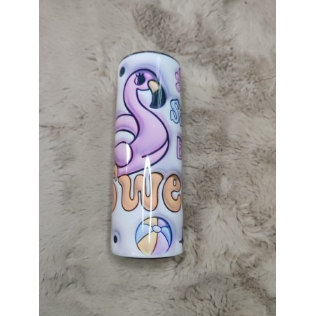 🦩☀️ Tumbler 20oz Été Flamant Rose – Effet 3D & Good Vibes ☀️🦩