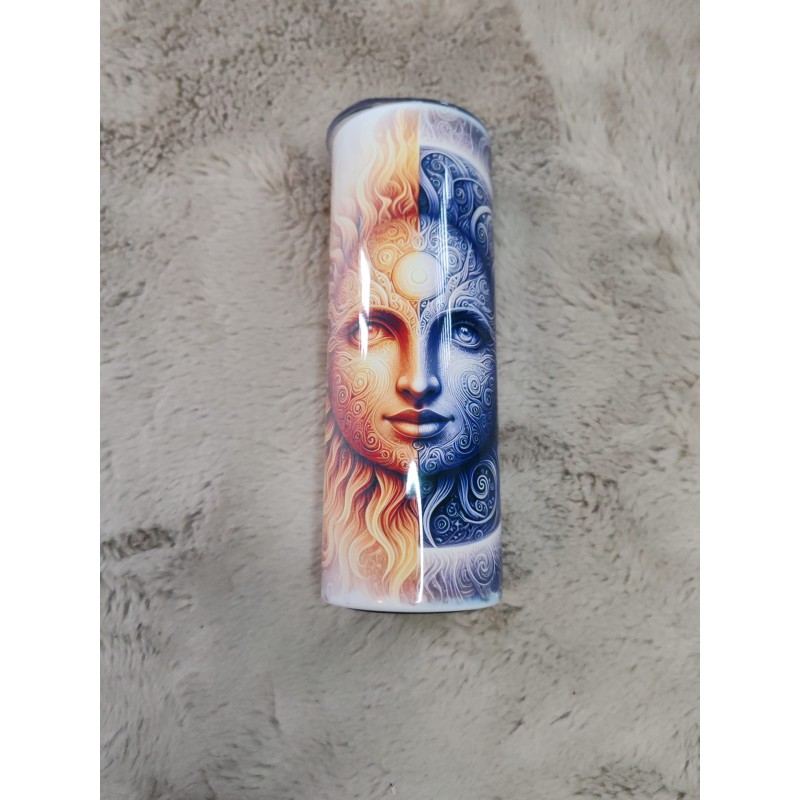 🌙☀️ Tumbler 20oz Visage Lune & Soleil – Harmonie & Lumière ☀️🌙
