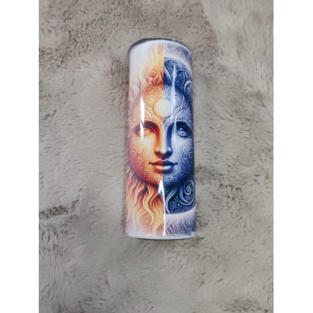 🌙☀️ Tumbler 20oz Visage Lune & Soleil – Harmonie & Lumière ☀️🌙