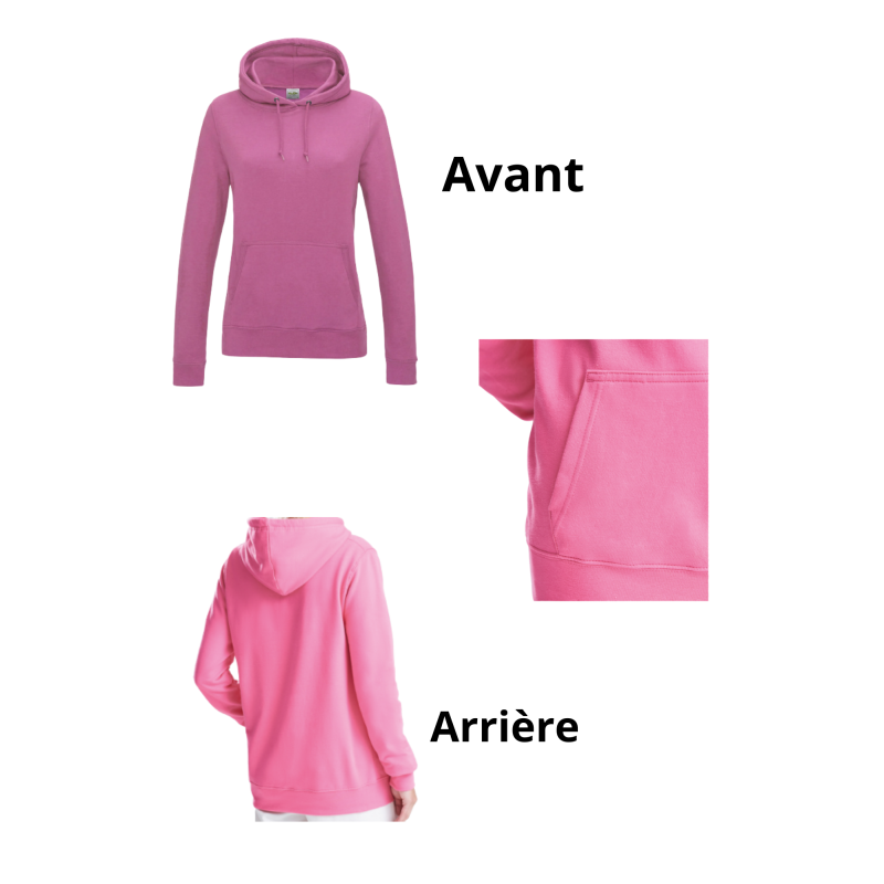 Sweat à capuche femme flocage personnalisé sur commande