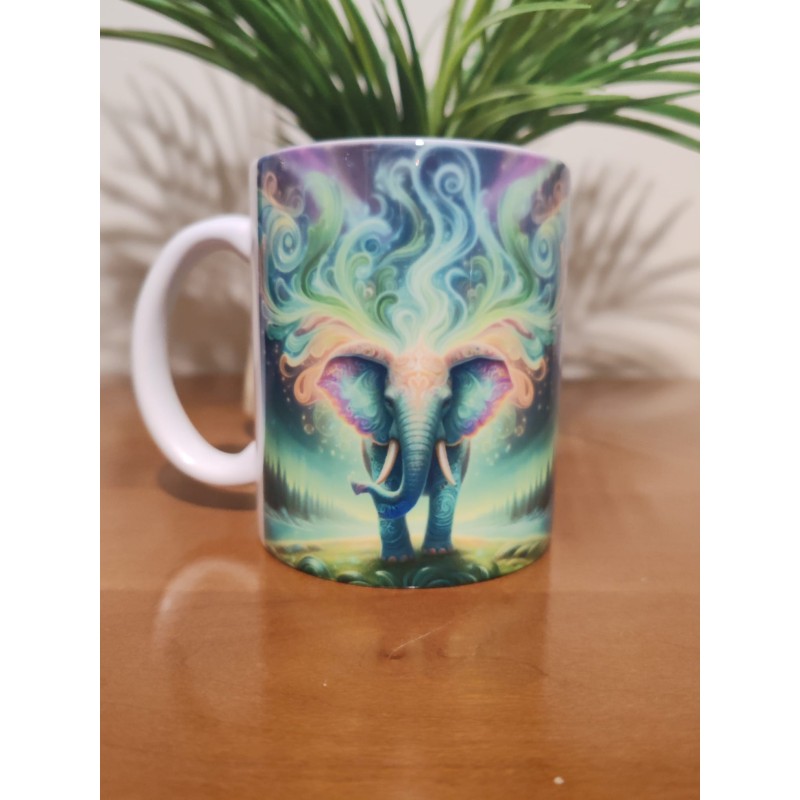 Tasse éléphant aurore boréale